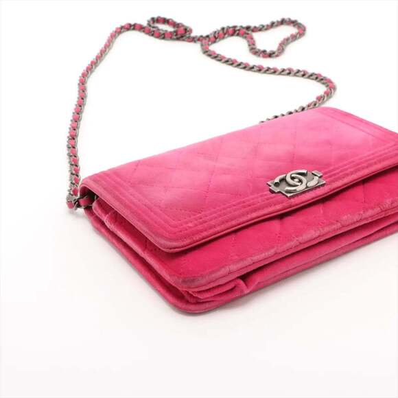 Chanel Boy Velour Chain Wallet Shoulder Bag for Women - Picture 4 of 15